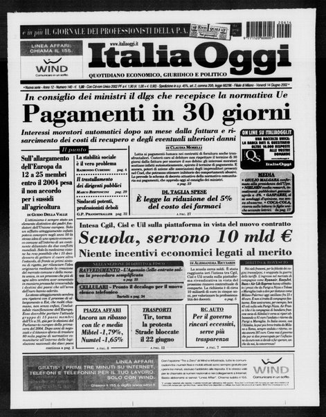 Italia oggi : quotidiano di economia finanza e politica